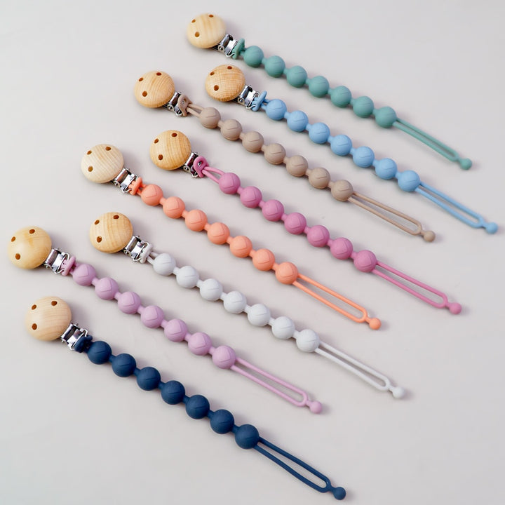 Personalized Pacifier Clip – Silicone & Wood