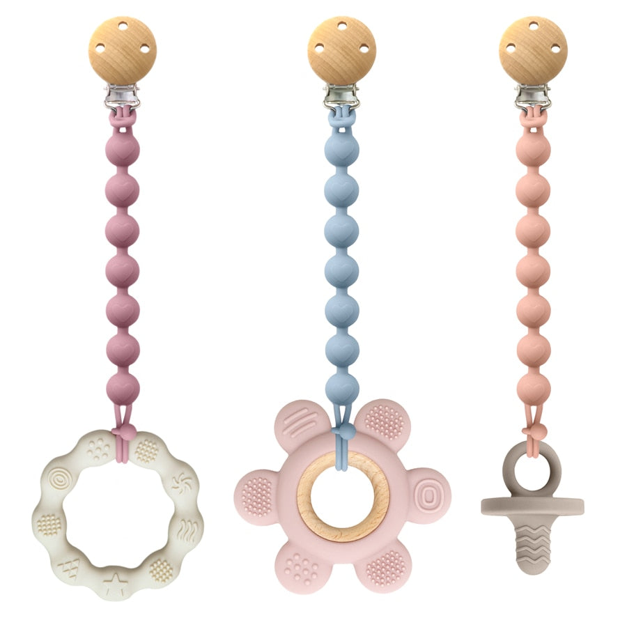 Personalized Pacifier Clip – Silicone & Wood