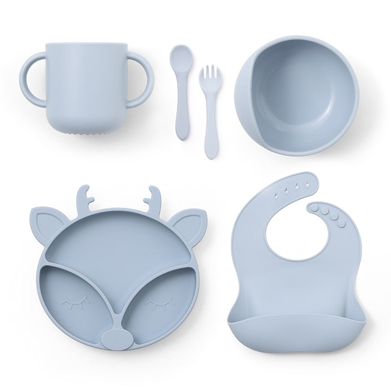 6 Piece Silicone Baby & Toddler Dinnerware Set, Baby Led Weaning