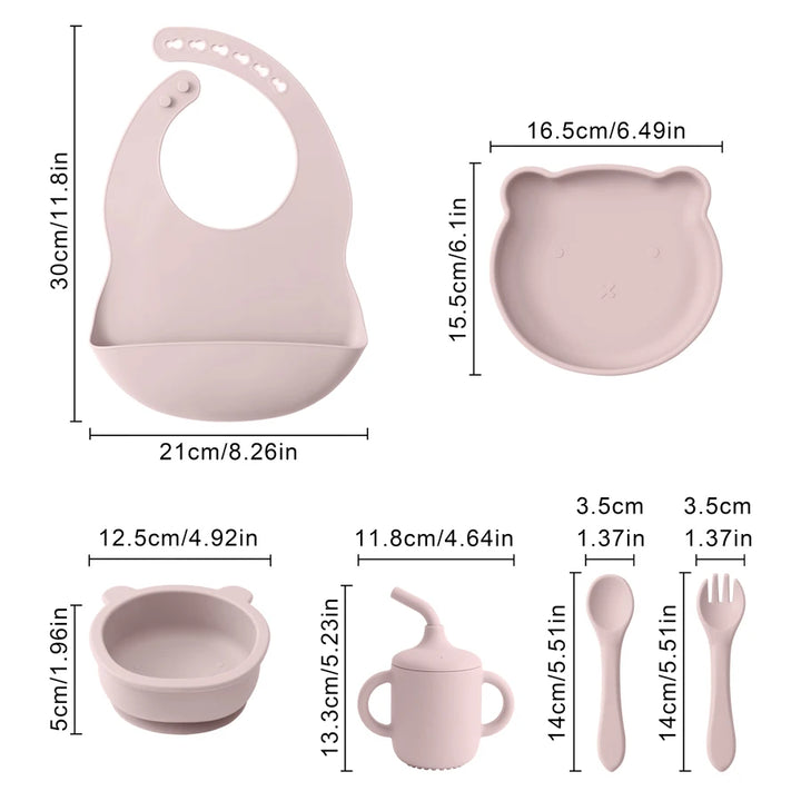 Baby Feeding Set Bear with Bibs - 6 Pieces