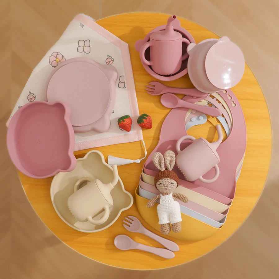 Baby Feeding Set Bear with Bibs - 6 Pieces