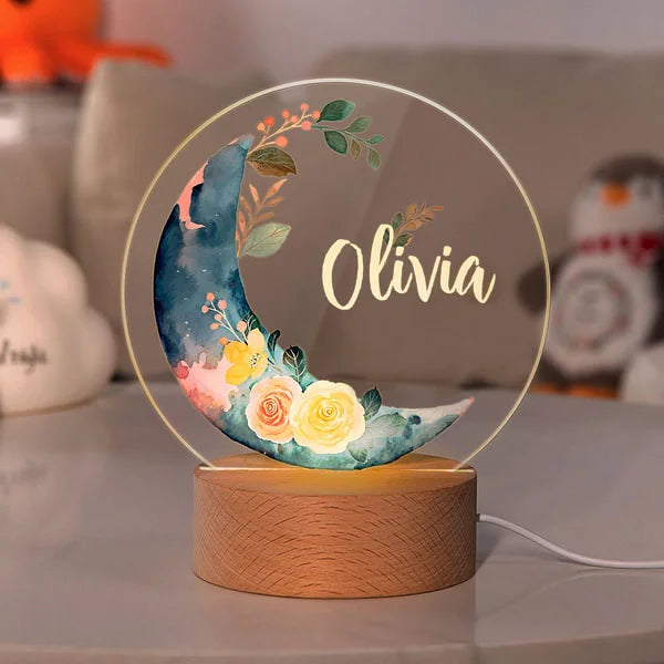 Personalized Moon Floral Room Decor