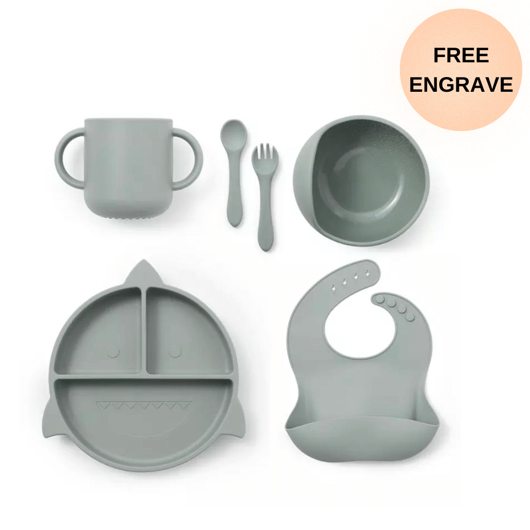 Personalized Baby Led Weaning Supplies Shark 6 Pieces deerbabies