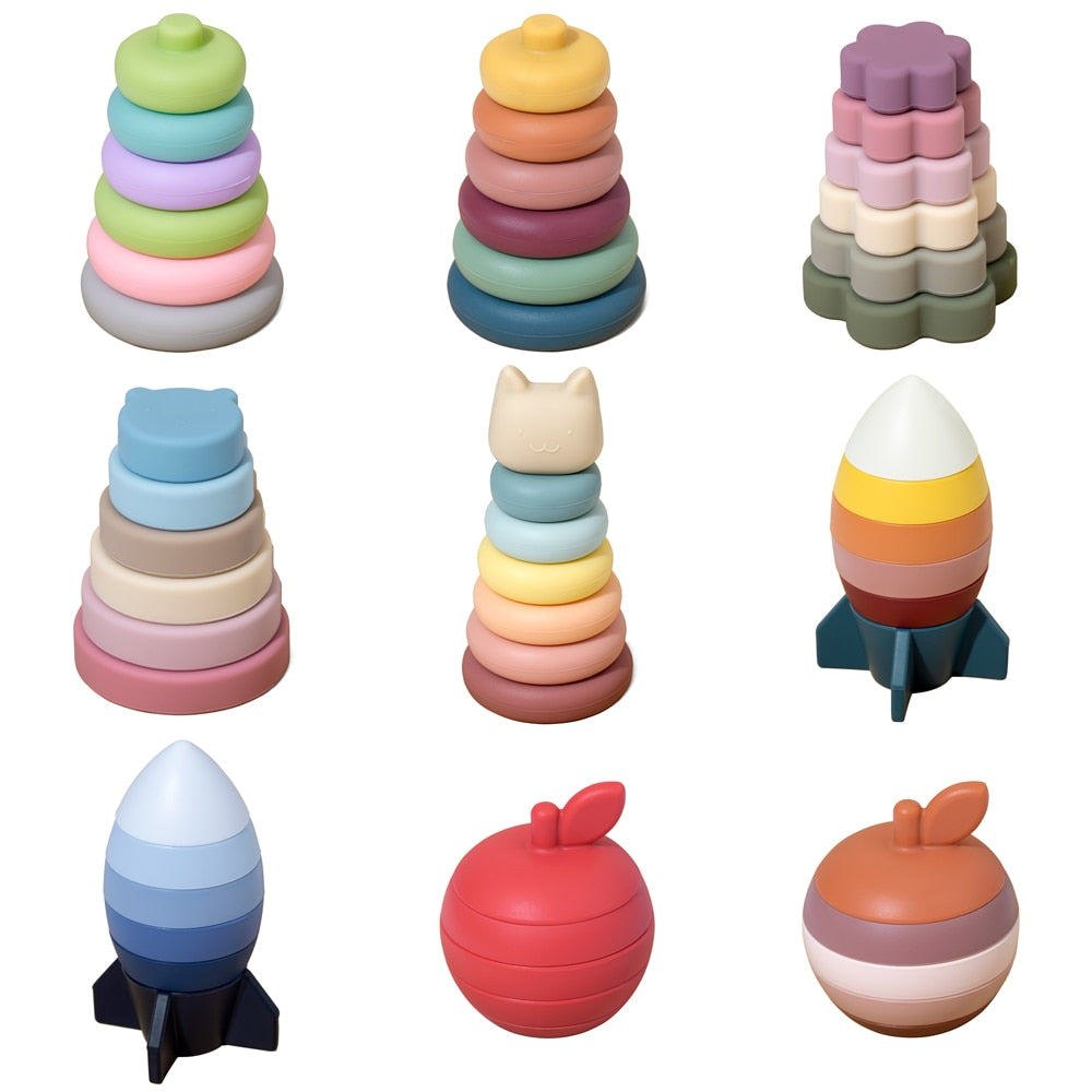 Silicone Stackable Rocket Colorful