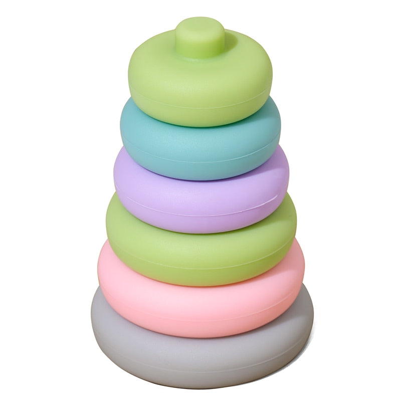 Set of 6 Silicone Stackable Rings Candy Colors